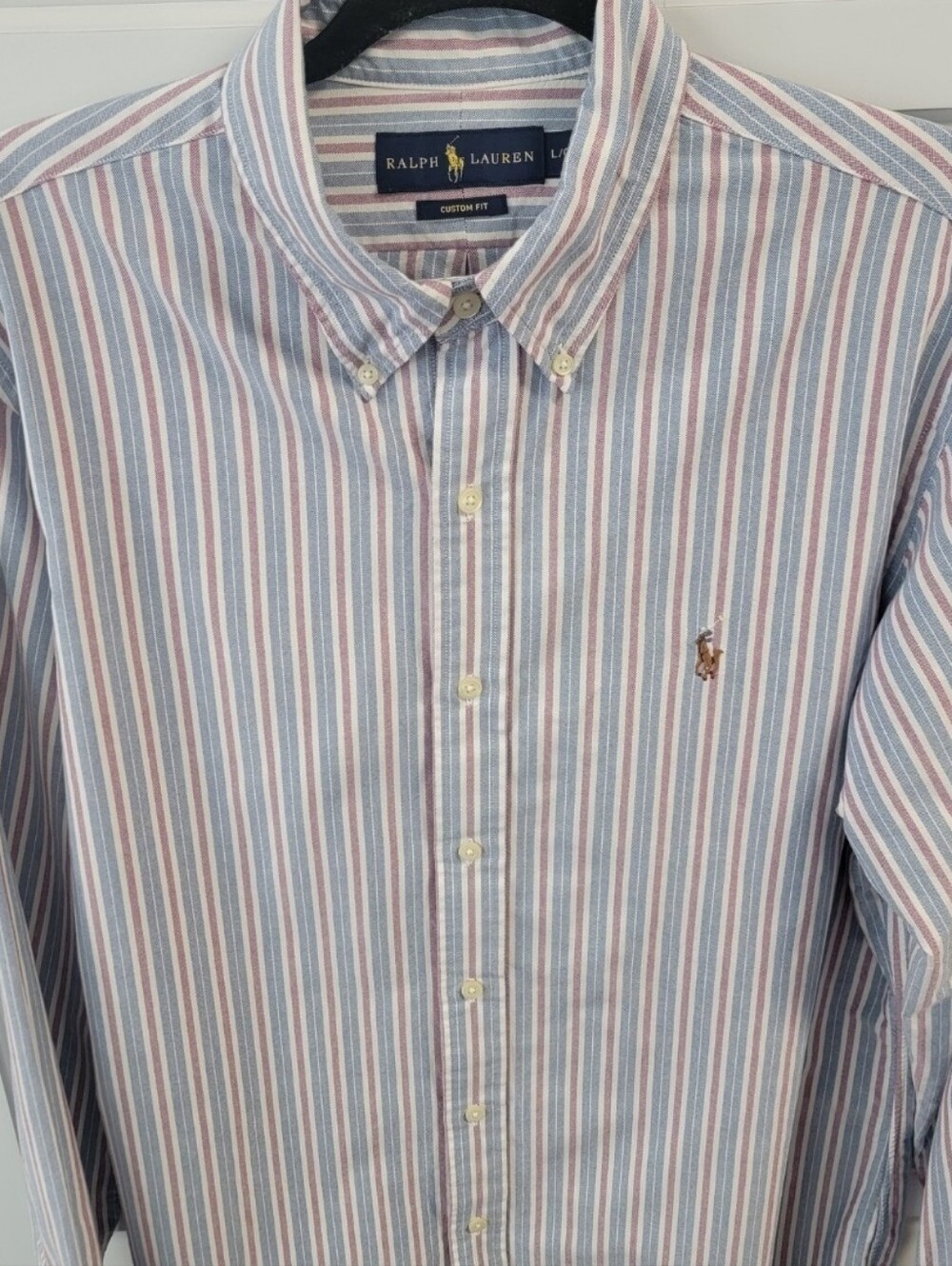 Ralph Lauren Custom Fit Oxford Button Down Shirt Men's Large Classic Striped